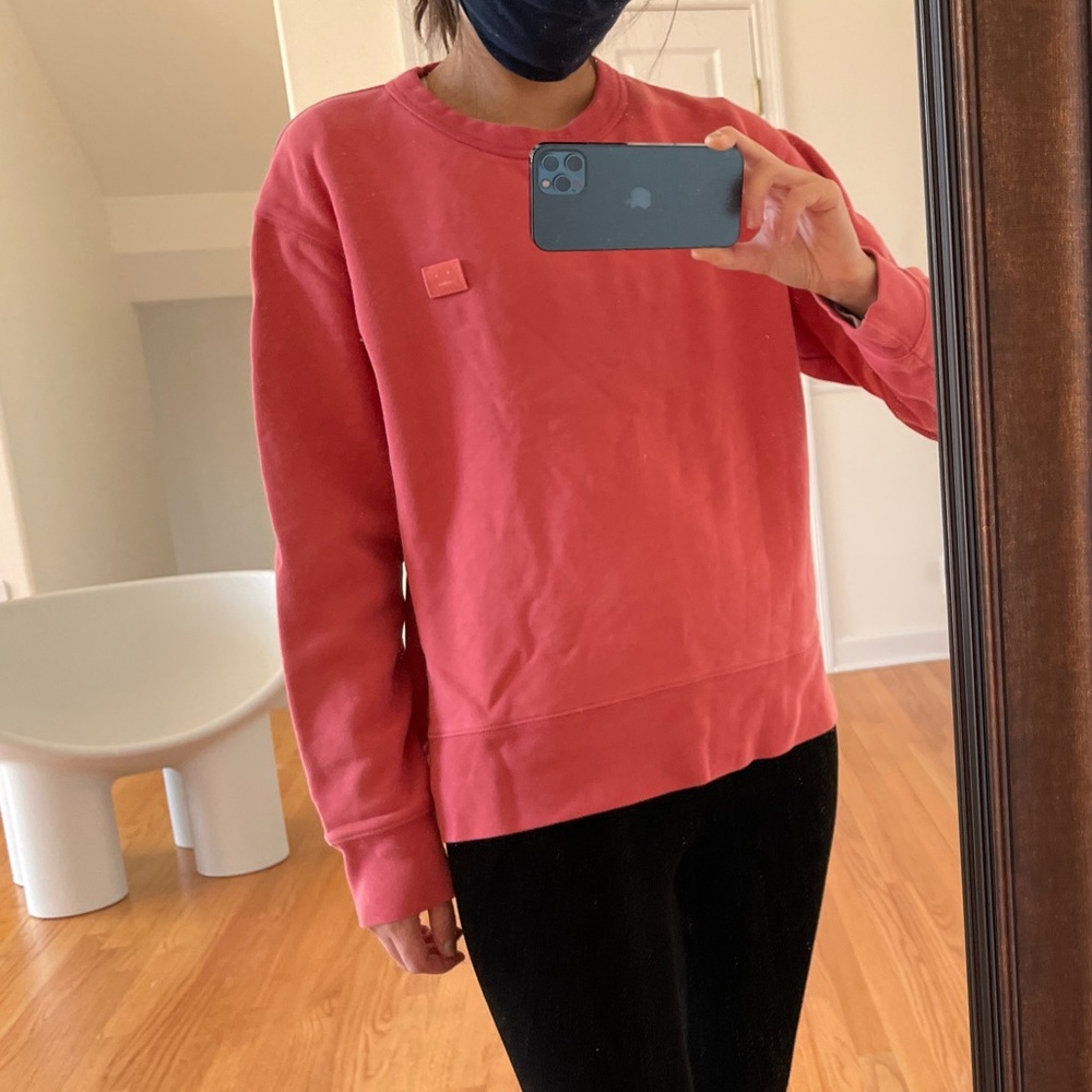 Acne Studios Fairview Face Sweatshirt Pale Red men’s small women’s medium